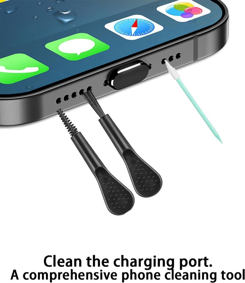 UYXiNONE سماعة هاتف محمول بشبكة معدنية مضادة للغبار لجهاز iPhone 17، سدادة منفذ شحن TypeC، مجموعة أدوات تنظيف فرشاة USB C لجهاز iPhone 1615 - Image 4